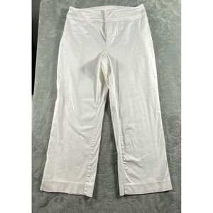Lauren Ralph Lauren White Crop Pants Women 14 Stretch Straight Wide Leg Casual‎